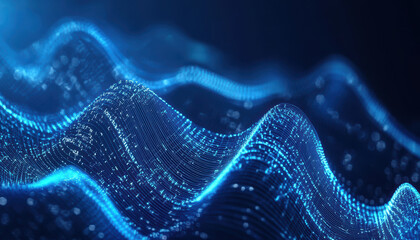 Abstract Blue Digital Wave Data Visualization Background