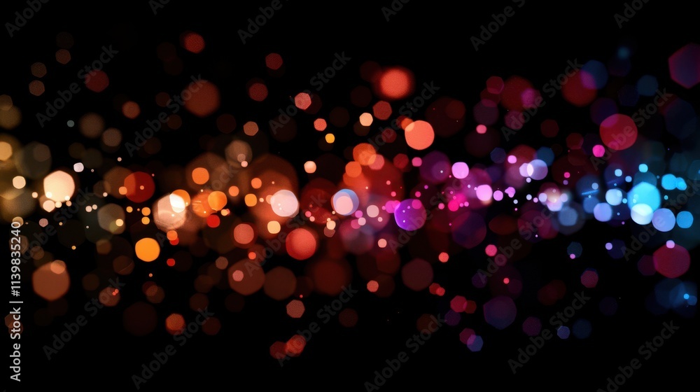 Poster black background with colorful bokeh