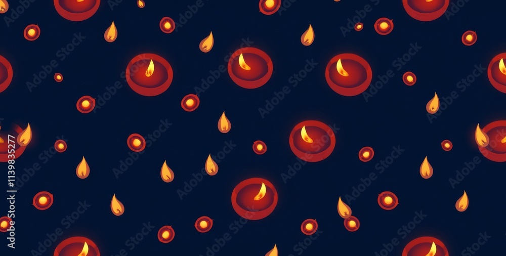 Poster a pattern of lit candles on a dark background. the candles are arranged in a way that they are not t