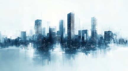 Naklejka premium Abstract Digital Cityscape Background in Futuristic Style