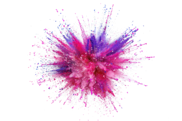 pink purple neon color powder explosion isolated on white or transparent png