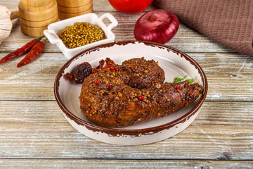 Baked pork tenderloin with mustard