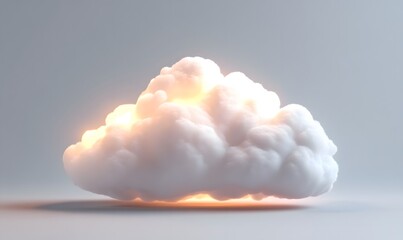 fluffy marshmallow cloud in pastel white with glowing edges and a gentle shine, Generative AI 