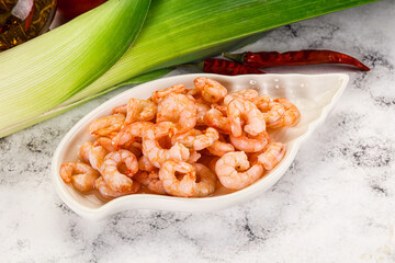 Shrimps cocktail in the bowl