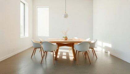 Minimalist Style - Dining Room Interior Design With Minimalist Concept - Hotel Dining Room - Apartment Dining Room Interior With Table Chairs - Interior Design - Dining Room Minimalist