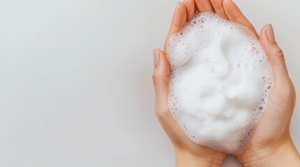 Skincare Routine for Kid and Teen Concept, Hands Gently Massaging Creamy Cleanser Into Skin for a Refreshing and Revitalizing Skincare Routine