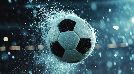 Fototapeta premium Soccer ball with water splash effect