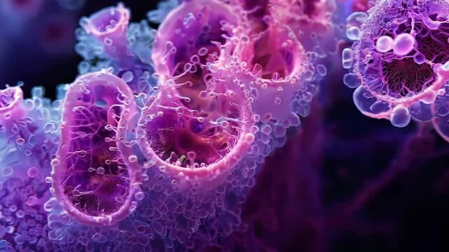 Microscopic macro close-up shot scientific research epithelial tissue biological anatomical capture