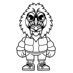 Mascot character design cartoon of baboon outline