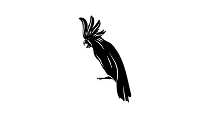 cockatoo emblem, black isolated silhouette