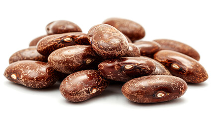 Heap of brown kidney beans isolated on white background closeup.