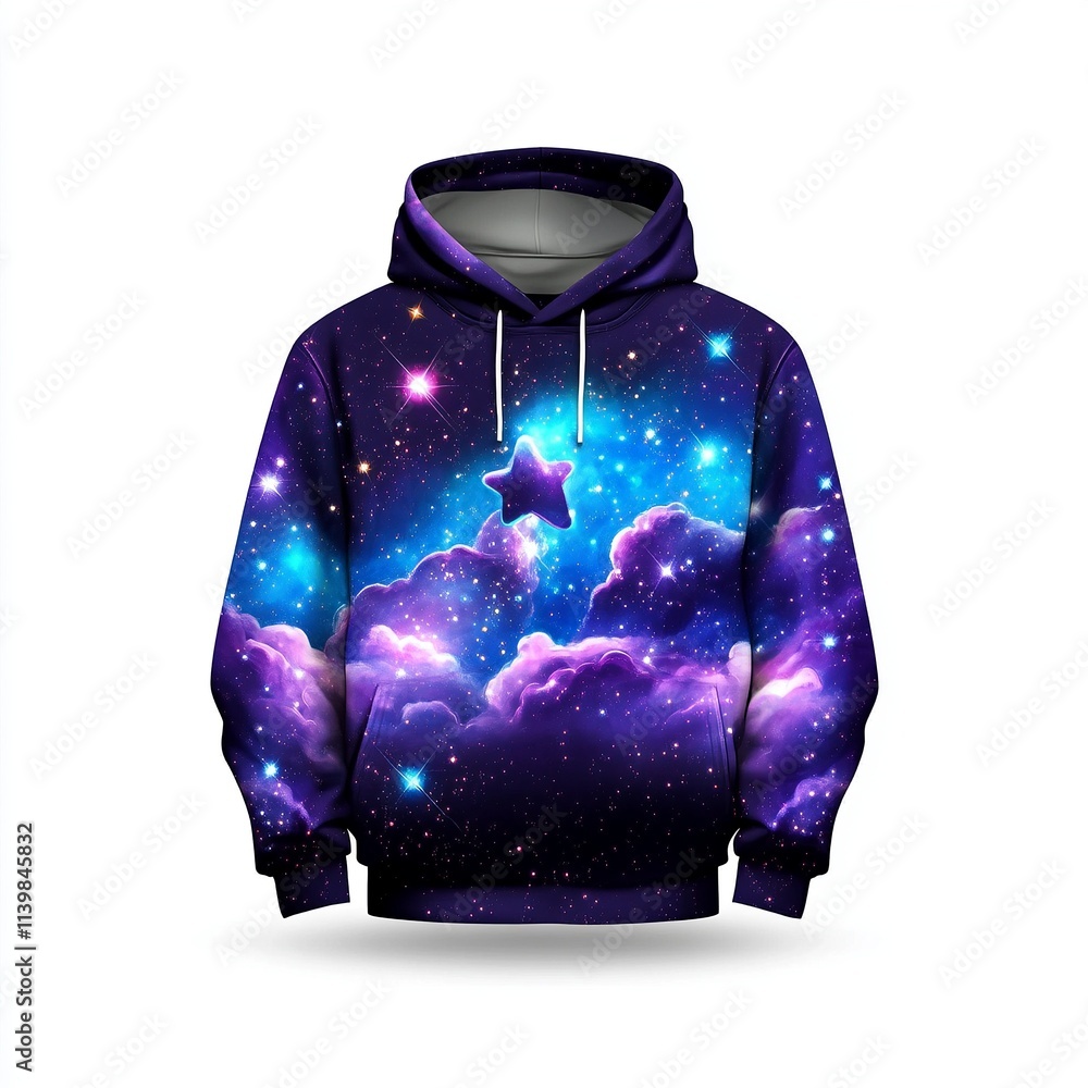 Wall mural space galaxy with bright stars and colorful nebulae clouds