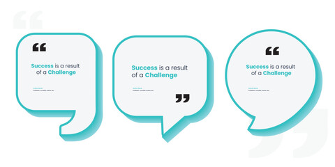 Quote frames blank templates set. Text in brackets, citation empty speech bubbles, quote bubbles. Textbox isolated on color background