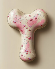 Naklejka premium Sweet bone-shaped treat with pink sprinkles.