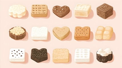 Assorted delicious cookies and sweets, various shapes and flavors.