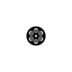 Film reel and star icon isolated on white background