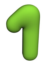 3d letter a in green