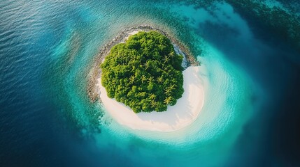 Tropical island surrounded by clear blue water