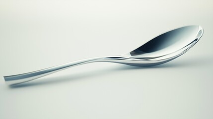 Stainless steel spoon on clean white background