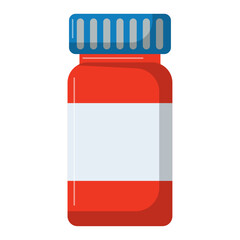Medicine bottle flat icon vector illustration, medication and medicaments treatment clip art, tablets and vitamins bottle clipart, pharmacy product image