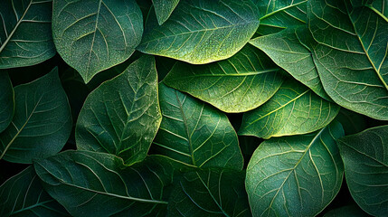Abstract green leaf pattern background inspired by tropical foliage textures