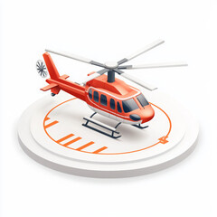 Fototapeta premium minimal isometric icon depicting helicopter on helipad