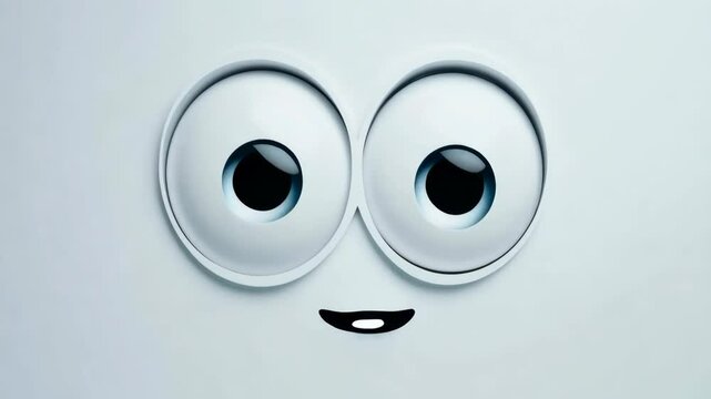A funny and surprised cartoon face with large eyes and a small mouth on a white background, evoking amusement and curiosity.