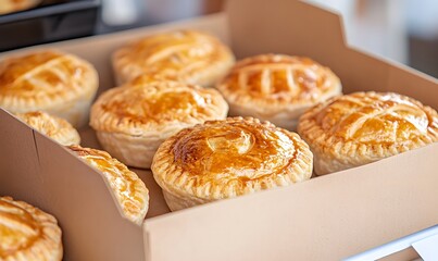 Freshly baked pork pies, Generative AI 