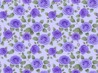 バラのシームレスパターン（パープル）　C-2'