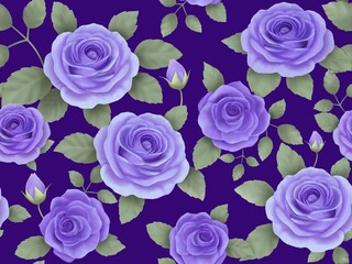 バラのシームレスパターン（パープル）　C-3