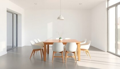 Minimalist Style - Dining Room Interior Design With Minimalist Concept - Hotel Dining Room - Apartment Dining Room Interior With Table Chairs - Interior Design - Dining Room Minimalist
