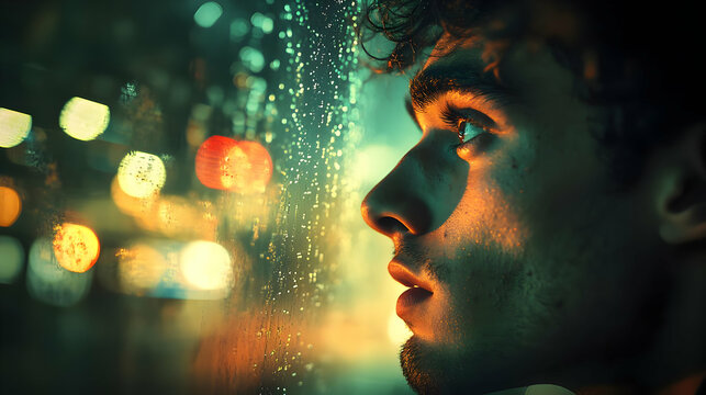 Rainy Night Portrait Illustration