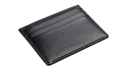 Black leather cardholder isolated transparent background