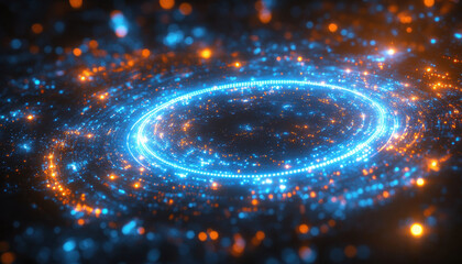 Abstract Blue Orange Glowing Circles Energy Network Background