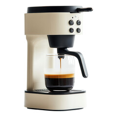 Brewing fresh espresso kitchen counter coffee maker modern design close-up daily ritual