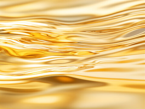 Smooth golden waves creating a luxurious abstract surface texture, highlighting light reflections and opulence in a minimalist design.