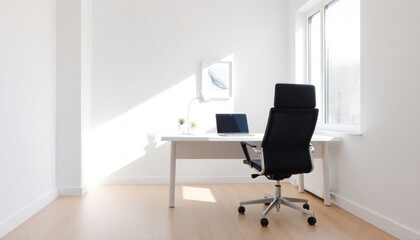 Work Space Of Interior Design with Minimalist Concept - Hotel Work Space - Apartment Work Space Interior with Chair and Table - Interior Design. Minimalist Office Interior With Chair Minimalist Style