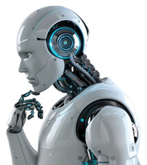 PNG  Futuristic humanoid robot thinking
