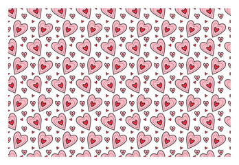Abstract seamless pattern of hearts for Valentine s Day. Vector illustration. Perfect for packaging, fabric, greeting cards.