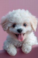 Adorable fluffy puppy with bright eyes and playful expression
