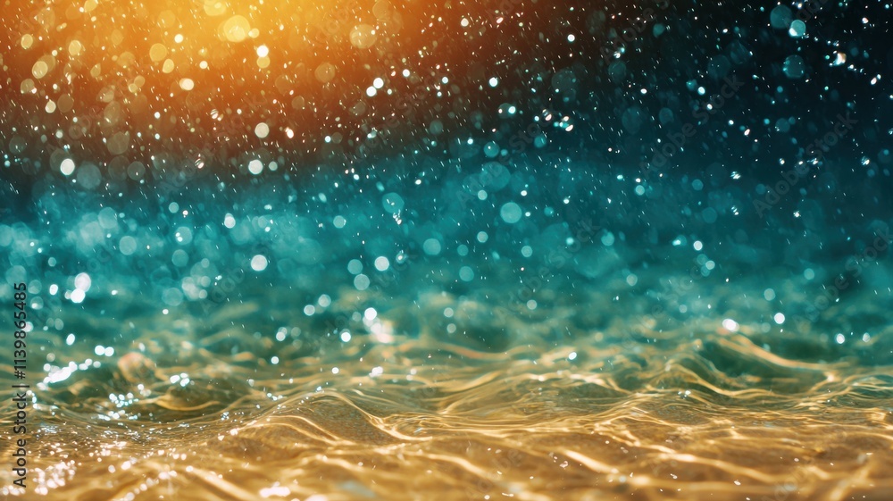 Poster atlantic weather ecosystem concept, a vibrant image of sparkling water droplets against a shimmering