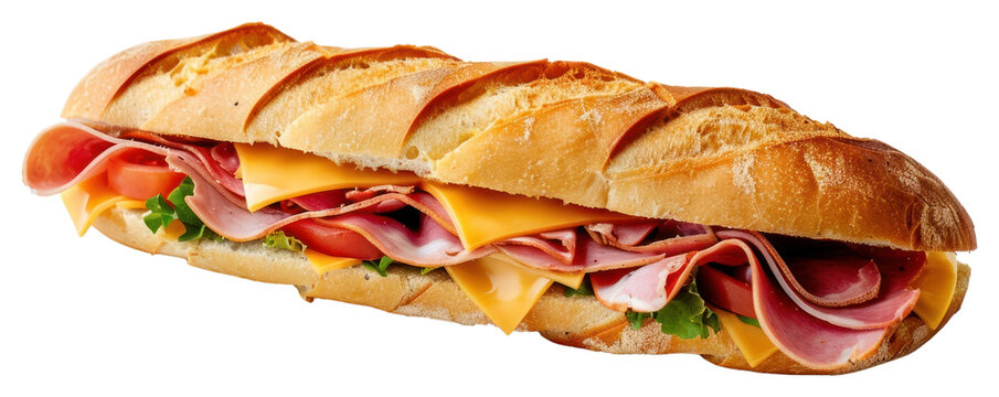 PNG  Delicious ham cheese baguette sandwich