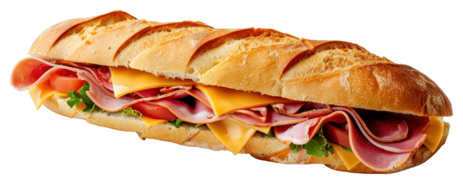PNG  Delicious ham cheese baguette sandwich