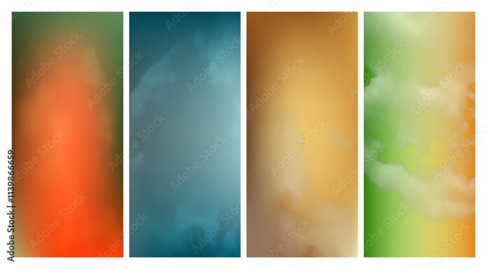Poster modern colorful gradient background with clouds
