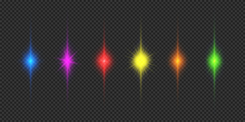Set of multicolor light effects of lens flares