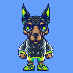 Mascot character design cartoon of doberman