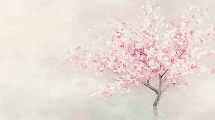 Cherry blossom tree in minimalist style with ample space
