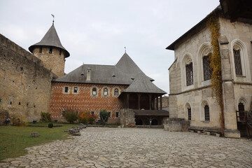 Khotyn fortess, castle in Ukraine in autumn. One of seven wonders of Ukraine. Exterior view of Khotyn Fortress, fortification complex on Dniester bank in Khotyn town, outdoors