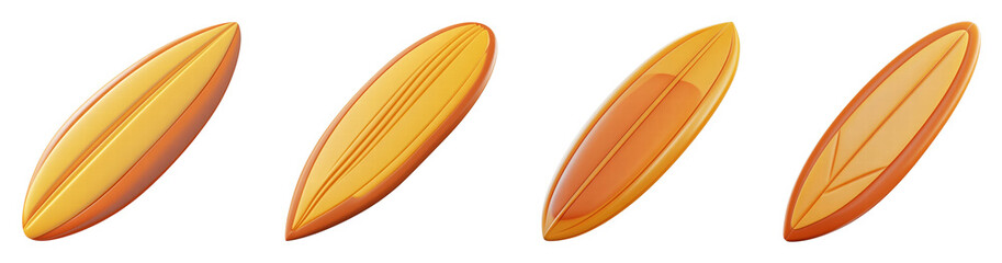 Collection of vibrant orange surfboards