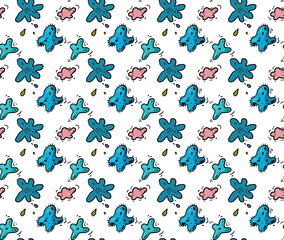 Seamless pattern with cartoon clouds